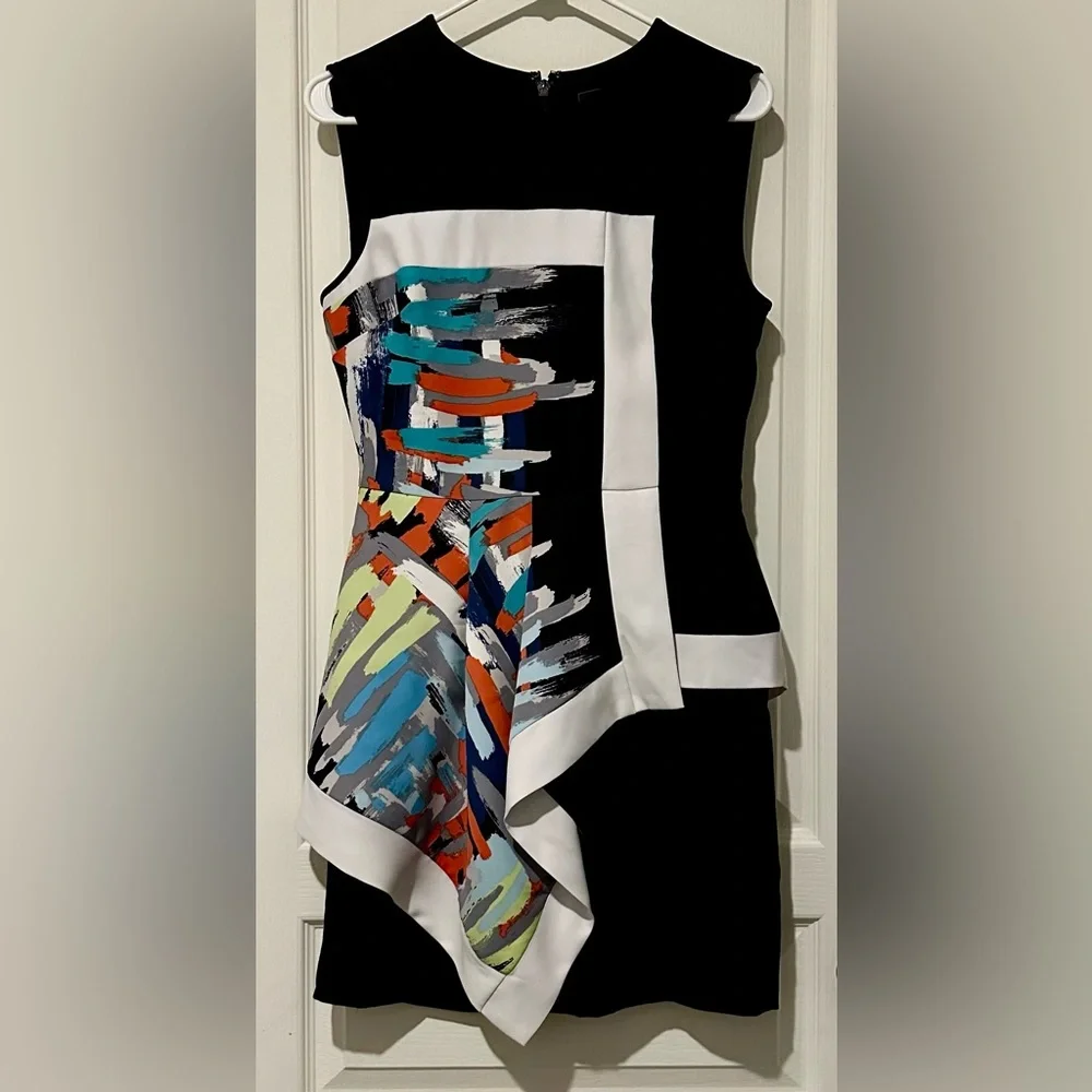 BCBGMaxAzria Sleeveless Alessandra Asymmetrical Handkerchief Peplum Mini Dress - Picture 6 of 10